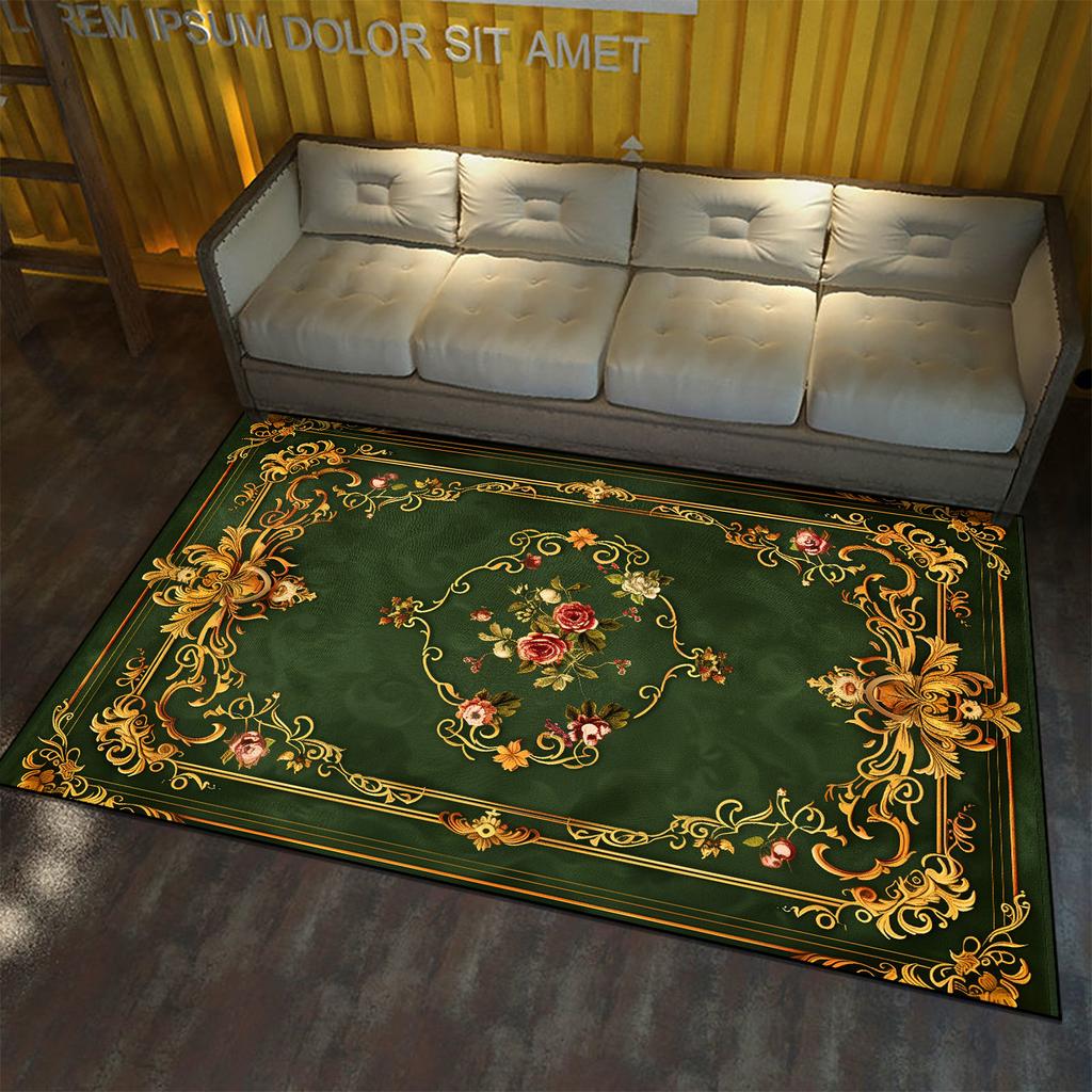 European Style Large Area Carpet for Living Room Flower Pattern Decoration Home Floor Rugs Non-slip Porch Entry Doormat Washable