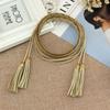 Ethnic Style Braided Tassel Belt Solid Color Women Waist Chain Fashion Hollow Belt