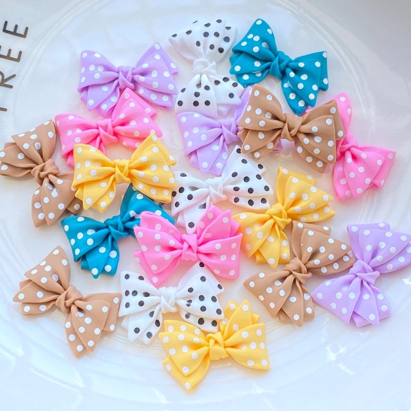 12Pcs/Lot New Mini Cute Mixed Cartoon Bow Flatback Resin Kawaii Scrapbooking Embellishments Diy Accessories