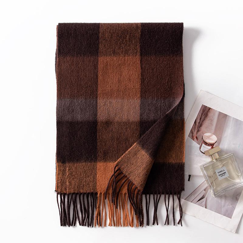 

New Autumn and Winter Wool Scarf for Women s Commuting Versatile Plaid Scarf Elegant Temperament Tassel Scarf 30*180cm