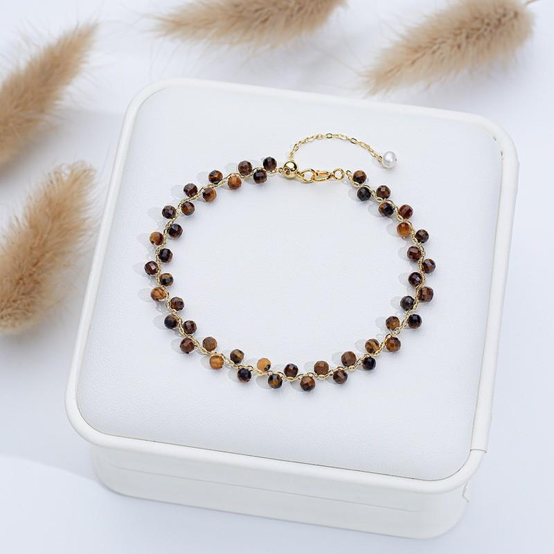 Handmade Geometric Crystal Bracelet Women With Tourmaline Aquamarine Natural Gemstones Tiger s Eye