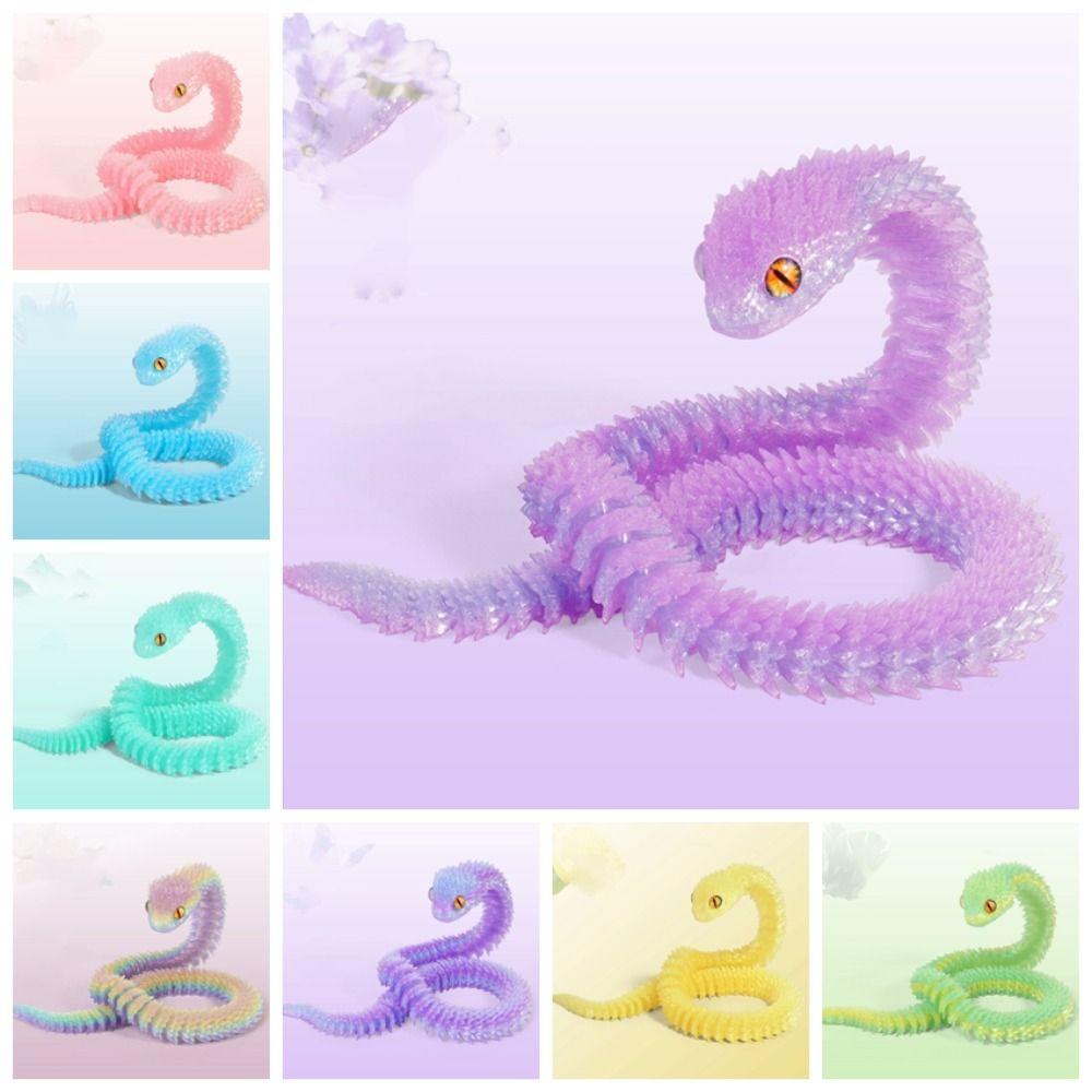 30/45/60cm 3D Printed Snake Toy Multicolor Simulation Snake Model Christmas
