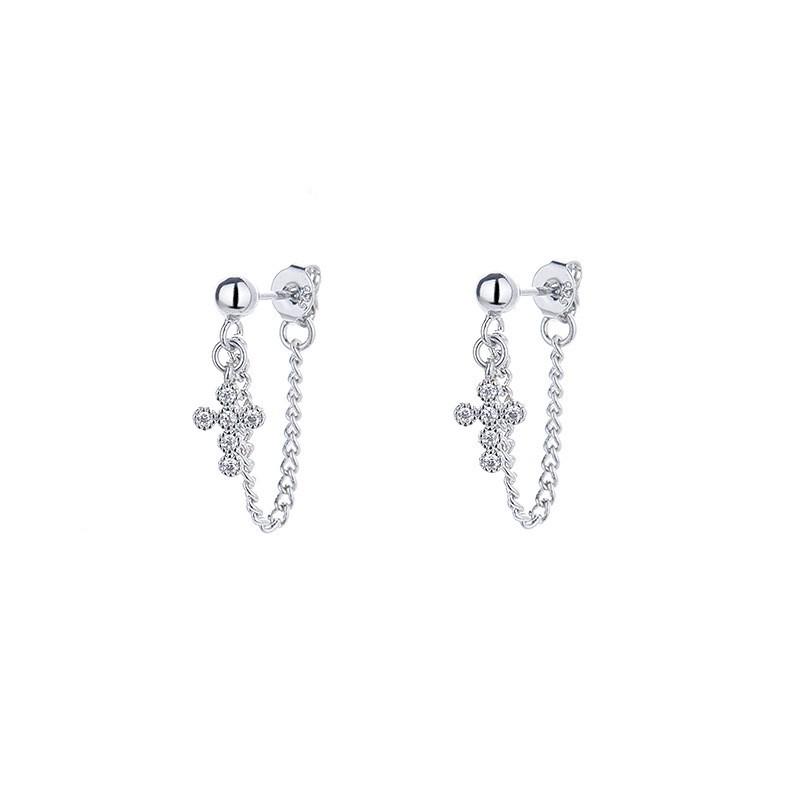 Yi Xuan Cross Earrings: Stylish Rhinestone-Inlaid, Street Style, Japanese-Korean Inspired for Women