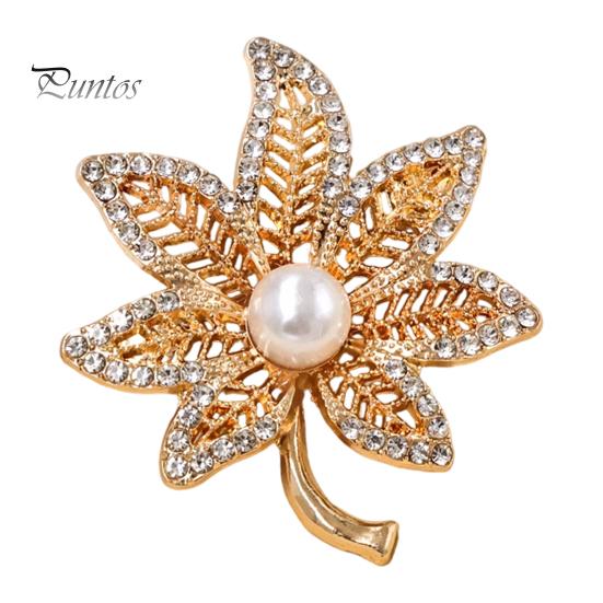Strong Buckle Brooch Hollow Maple Leaf Shape Brooch, Retro Floral with Electroplated Design, Electroplating Anti-Oxidation Badge for Coats Shirts Bags
