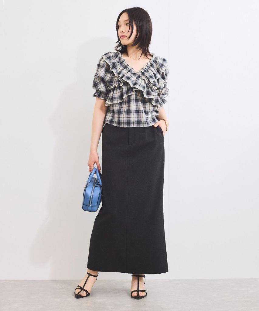 Blouse Frill Check Black [BIS] [2-Way] Blouse, Women's, (02)