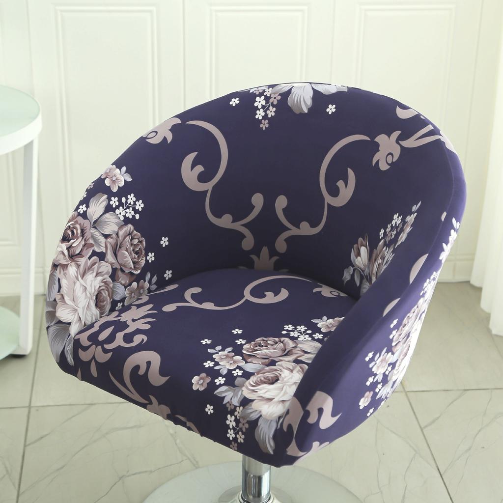 Dustproof Curved Chair Cover Short Back Printed Arc Armchair Slipcovers Dining Chairs Covers Elastic Natal Pokrowiec Na Krzeslo
