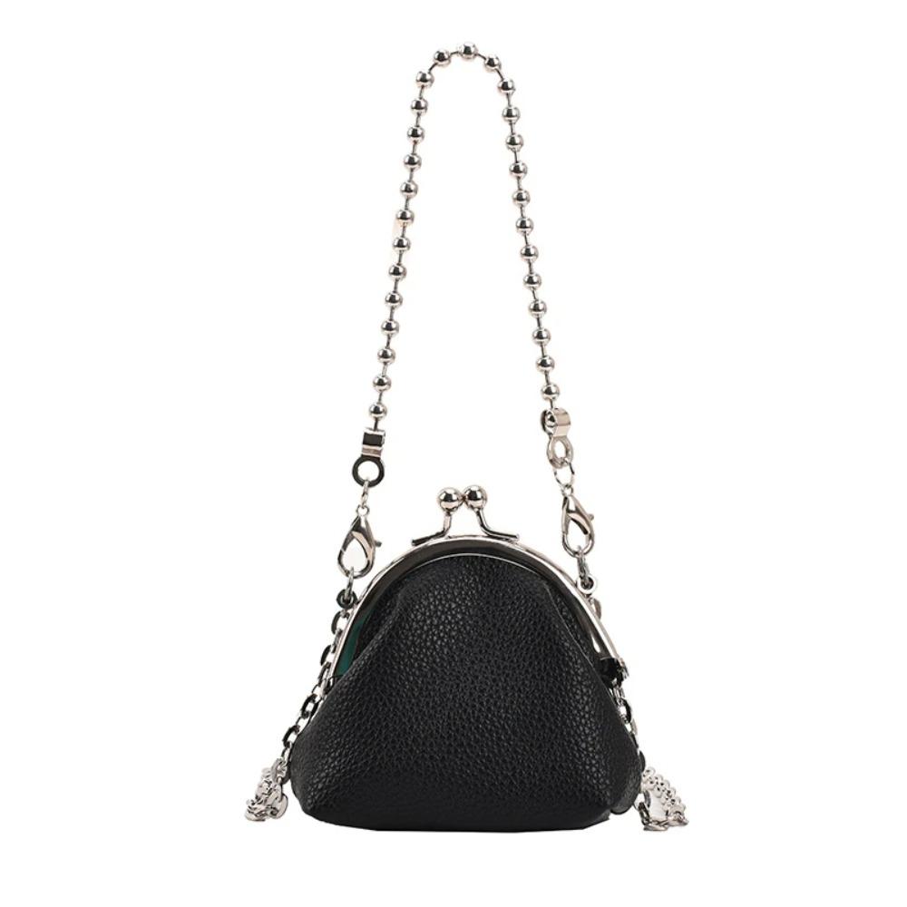 

Elegant Pu Leather Metal Chain Crossbody Bag Chain Purse Box Shoulder Bag Large Capacity Small Bag Mini Lipstick Bag Women чёрный