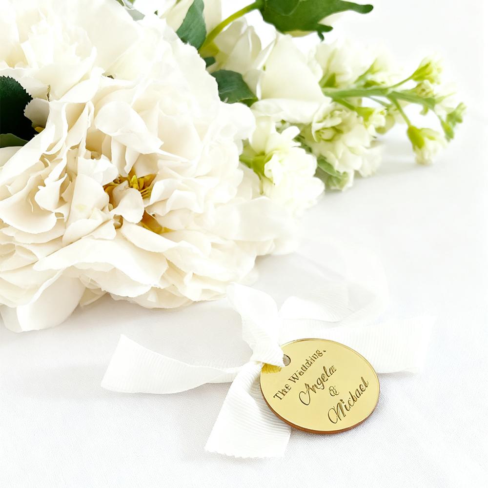 Personalized 5Pcs Wedding Favor Tag Christmas Round Acrylic Tags Cards Bachelorette Name Place Card Favor Decor Bridal Shower