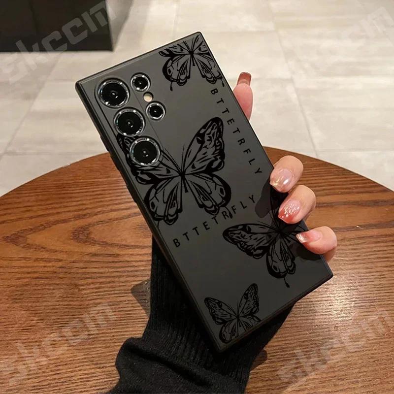 

Retro Butterfly Silicone Phone Case For Samsung Galaxy S24 Ultra S23 Plus S22 S20 FE A73 A72 A71 A55 A54 A51 A50 A35 A15 Cover S20