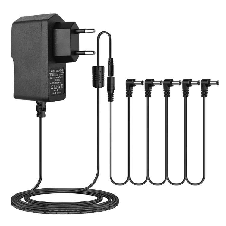 9VDC1A Tip Negative 5 Way Daisys Chain Cables Guitar Effect Pedal Power Adapter
