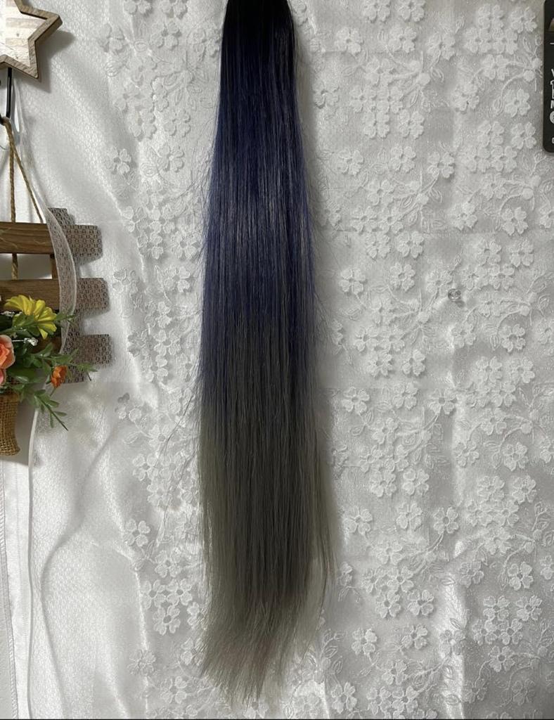 Wählen Gradient Aschgrau Pferdeschwanz 40cm Clip Perücke Lange Lockige Haarverlängerungen Punkt Perücke Lily's Damen