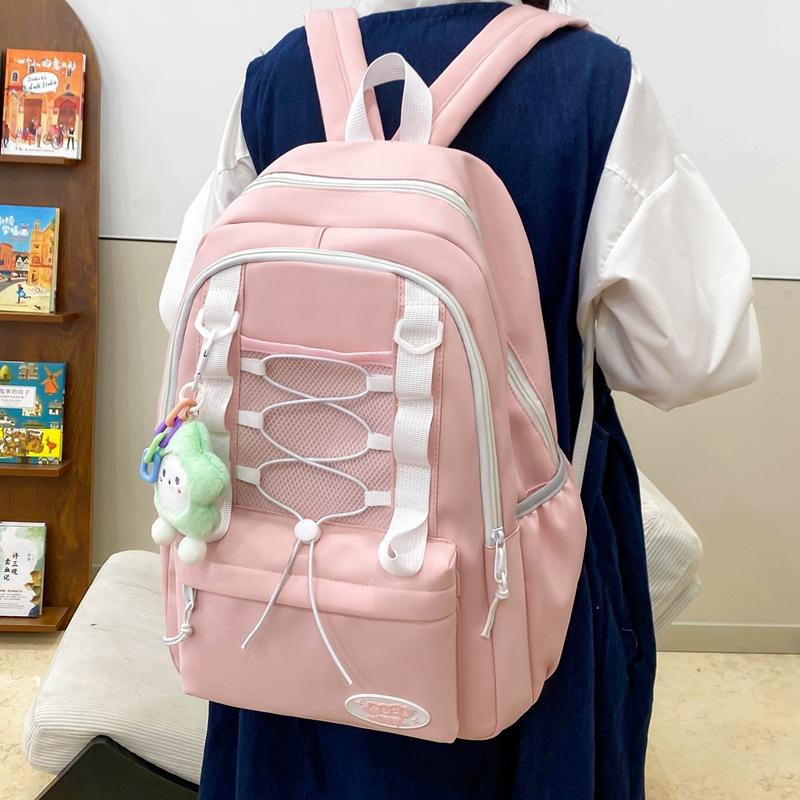 Japanese and Korean casual drawstring color scheme student schoolbag new girl heart junior high school backpack
