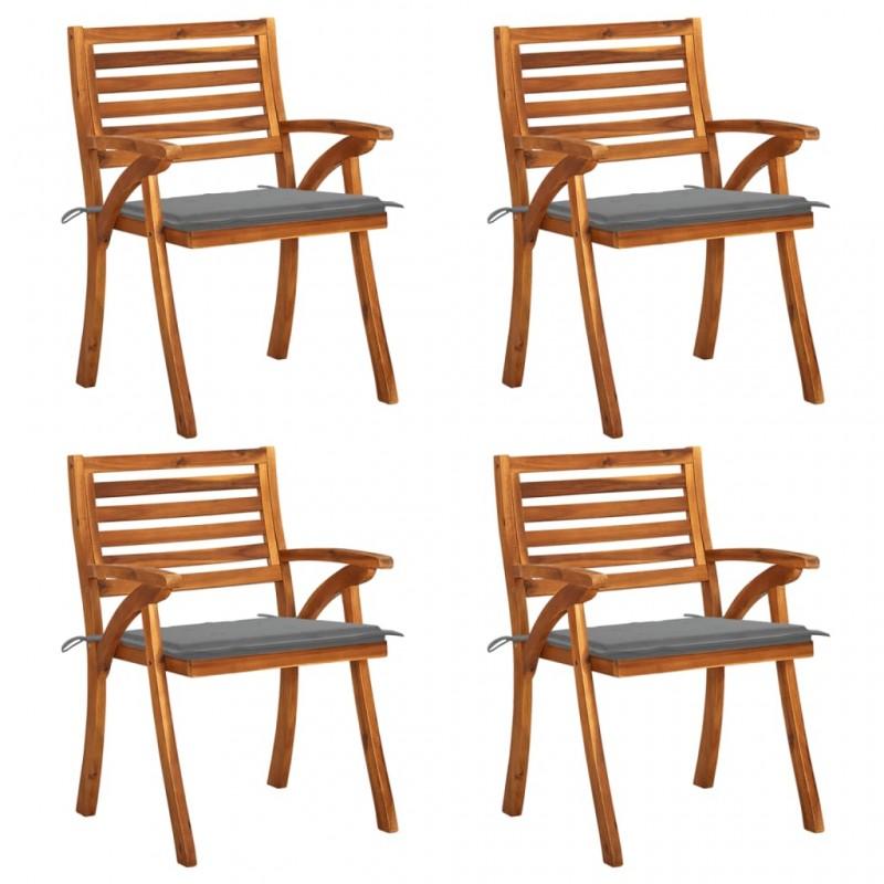 Day and Night - Day and Night Garden Chairs with Cushions 4 Units Solid Acacia Wood