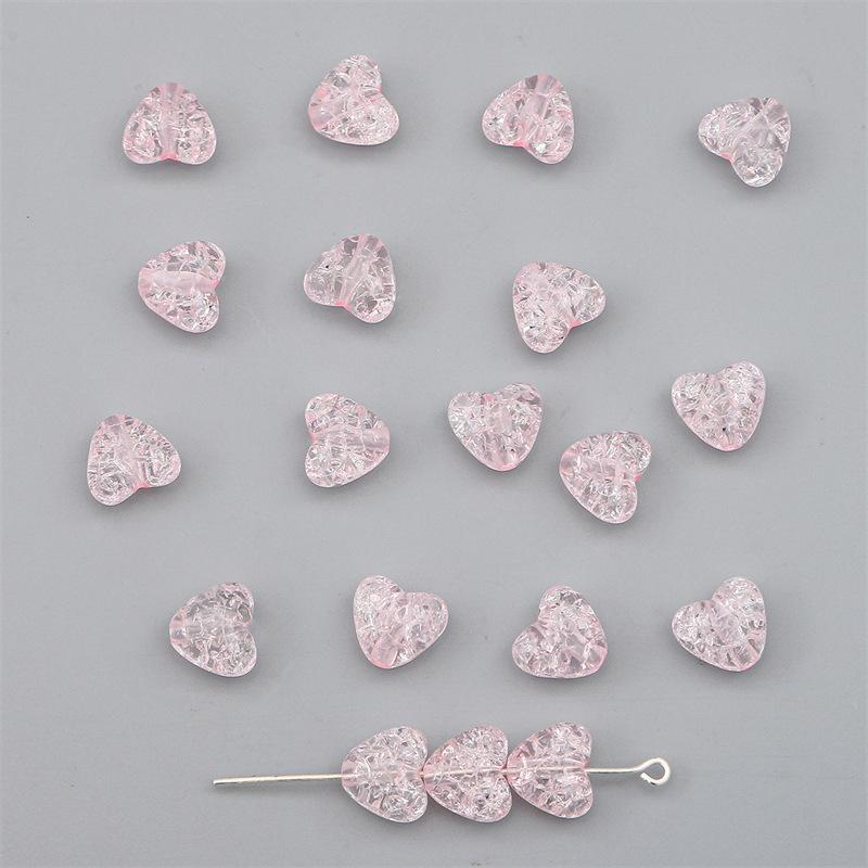Colorful Acrylic Small Peach Heart Burst Flower Beads Cracked Beads Loose Beads Handmade DIY Hand String Beads Bracelet Accessories Materials