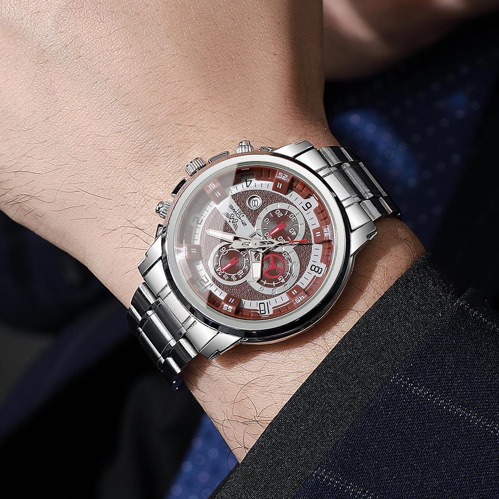 Fashion Men's Calendar Quartz Watch Luxury Stainless Steel Band Men Business Watches Reloj Hombre