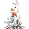 Rabbit Ornament Plush Standing Easter Decoration with Hand-Held Carrot Soft Pink Ears Tree Topper Holiday Home Decor Indoor Gift Prop