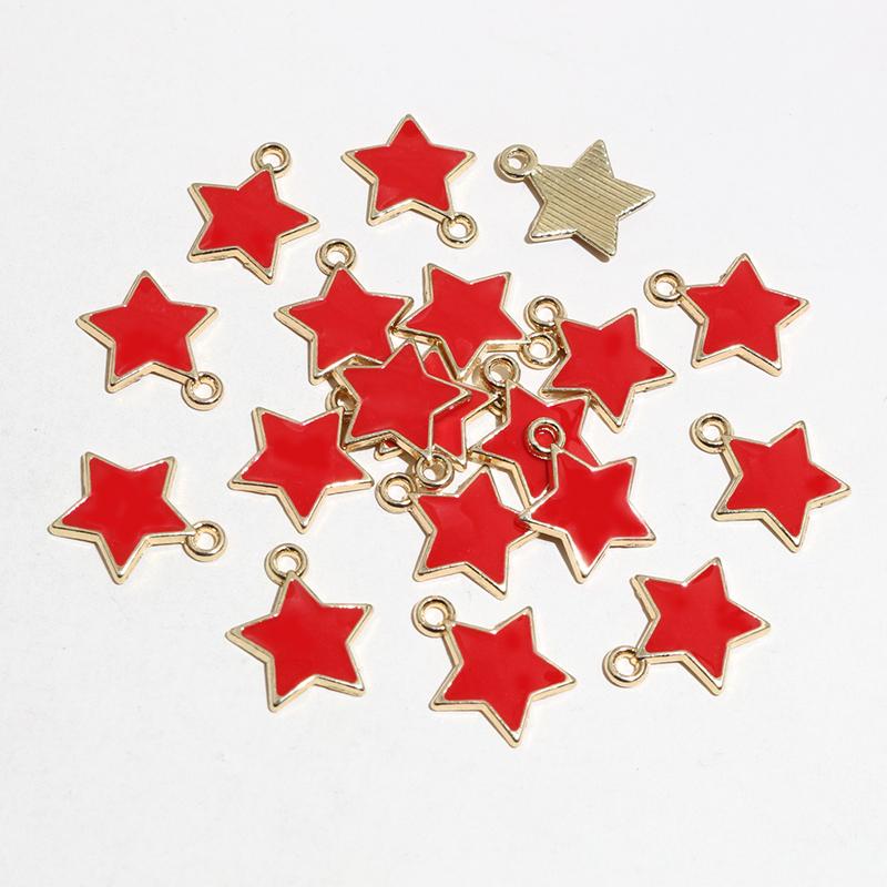50pcs 14x12mm Enamel Star Charms Pendant Alloy Metal DIY Jewelry Making Accessories Findings for Earrings Necklace Bracelet