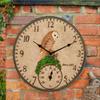 Gartenwanduhr für drinnen/draußen 12 Zoll Vintage Harzuhr mit Thermometer