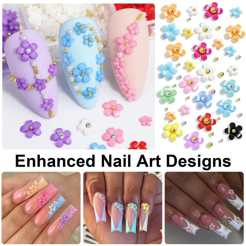 Five-Petal Flower Nail Art Resin Accessories - 6, 12, or 24 Grids