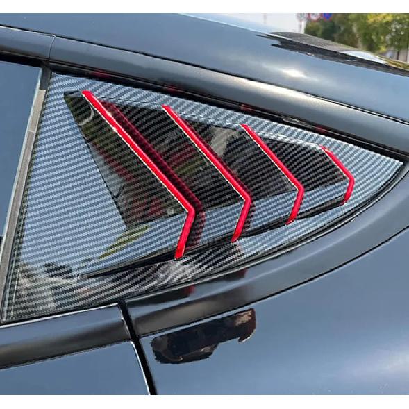 For Tesla Model 3 2017-2023 Car Rear Louver Window Side Shutter Cover Trim Sticker Vent Scoop ABS Carbon Fiber Red Accessories
