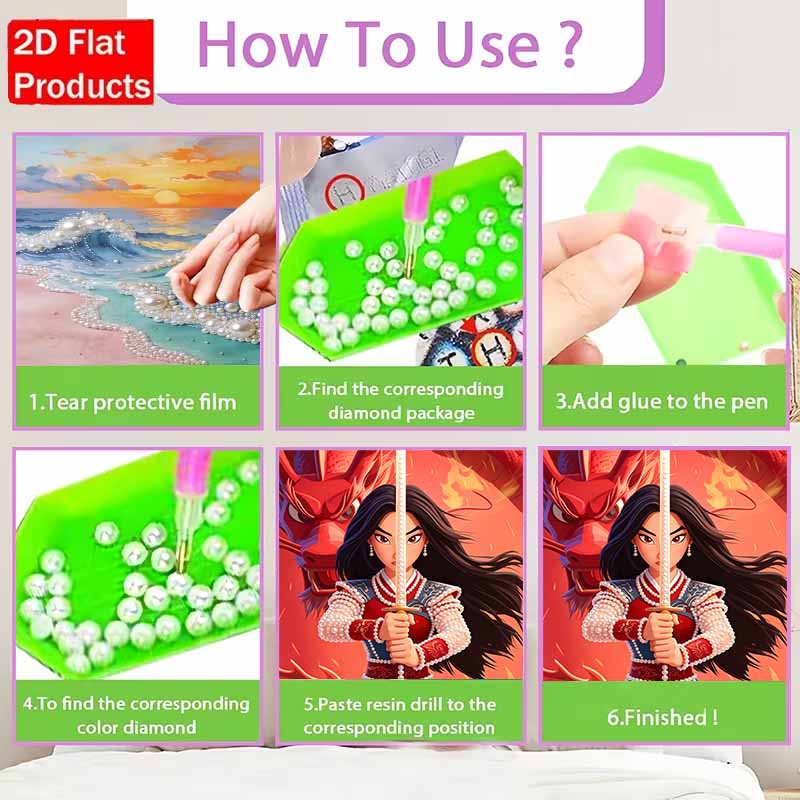 Disney Pearl Painting Pearl Aesthetic Mulan for Beginners and Adults, DIY Pearl Diamond Art Painting Kit for Home Wall Decor Gifts