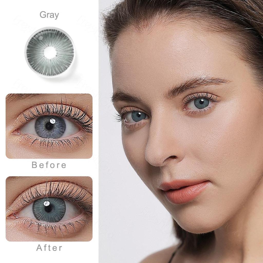 FreshGo Fiesta Colored Contact Lenses Eyes Cosmetics Blue Lens 1 Pair Yearly Soft Color Lenses Beauty Pupils