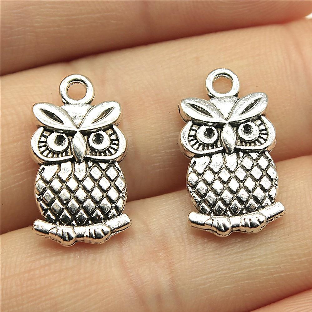 10pcs Charms Owl Antique Silver Color Cute Owl Pendant Charms Small Owl Charms For Jewelry Making