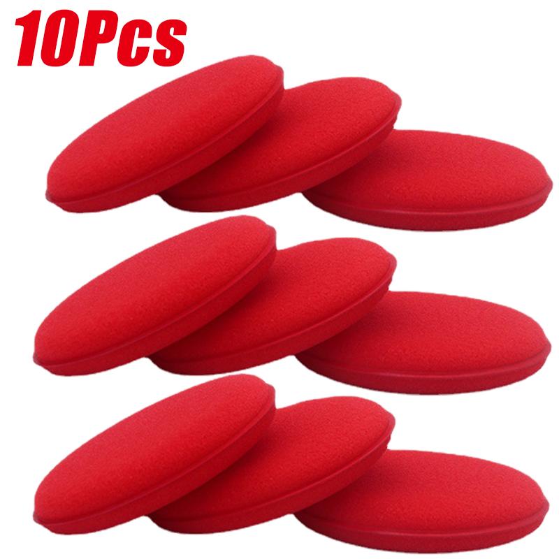 10Pcs Car Round Waxing Polish Foam Sponges Applicator Pad Body Cleaning Wax Foam Sponge Car Detailing Washing Car Cleaning Tools