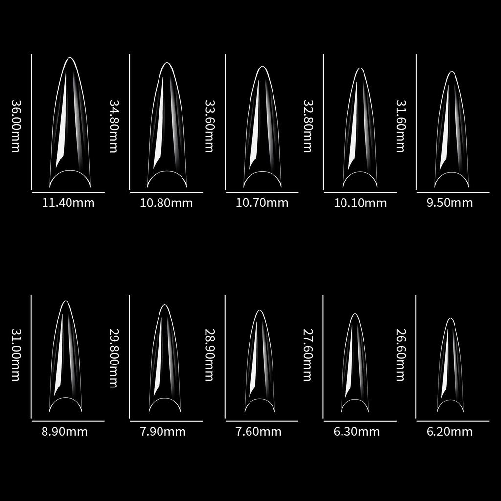 Alomd/Coffin/Square/Stiletto Fake Nail Tips Clear Acrylic False Nails 10Sizes Press On Nail for DIY Nail Extensions