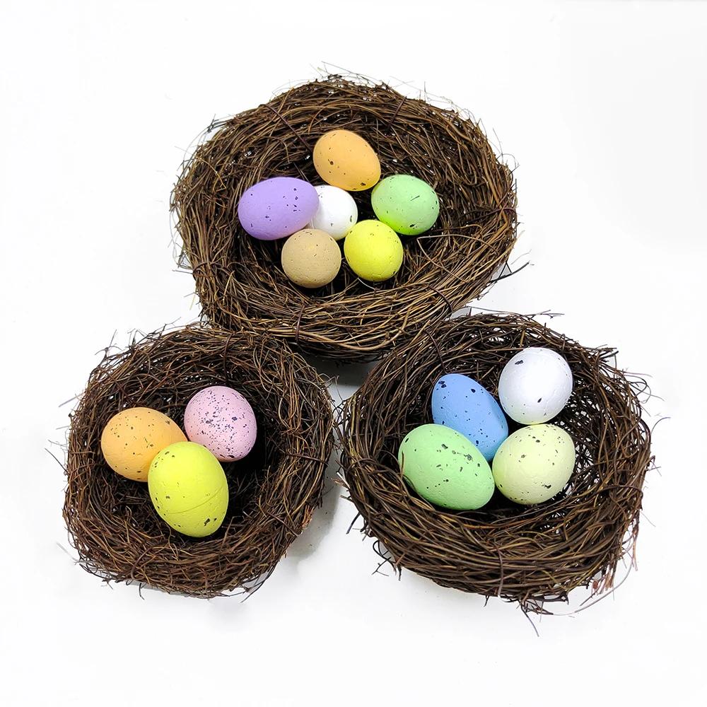2025 Easter Nature Bird Nest Artificial Nest Handmade Easter Egg Nest Easter Decoration for Home Garden Decoration DIY Craft