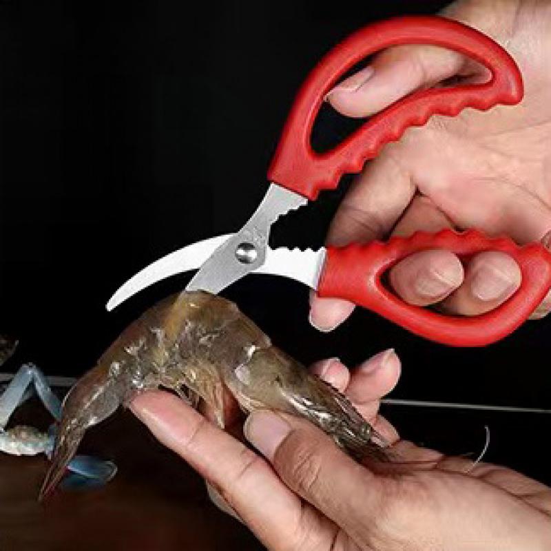 Household Scissors Stainless Steel Seafood Scissors Multifunctional Tool for Removing Shrimp Veins and Opening Shrimp Shells, Kitchen Special, Set of