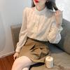 Elegante Moda Mezza Scollatura Camicia Base in Pizzo Donna Primavera e Autunno Temperamento Sottile Blusa a Maniche Lunghe Camicetta Piccola Abiti Personalizzati