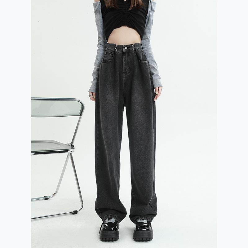Classic Style Small Jeans for Women In Spring and Autumn Updated Narrow Version High-Waist Straight Relaxed Fit Wide-leg Pants