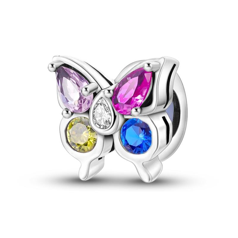 S925 Silver Butterfly Sparkling Flower Iris Tulip Lavender Sunflower Beads Fit Original  Bracelet DIY Bead Women Jewelry