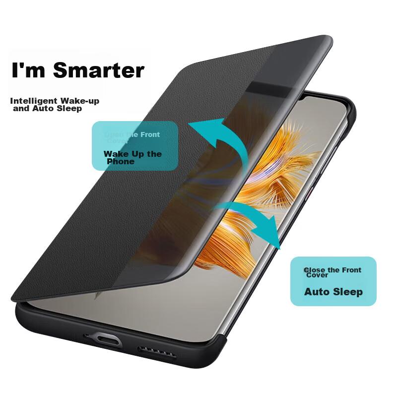 Ekakashop GermanySmart View Flip Case for Huawei Mate50/Mate50e, Full Protection Shockproof Business Leather Cover Xuan Black]