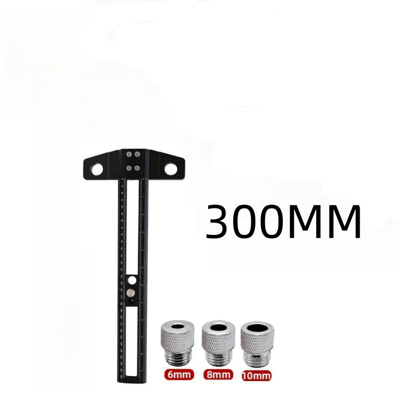 300/500MM Woodworking 2 in 1 Drilling Positioning Scoring Ruler - Adjustable T Square - Aluminum Scriber Marking Gauge Tool