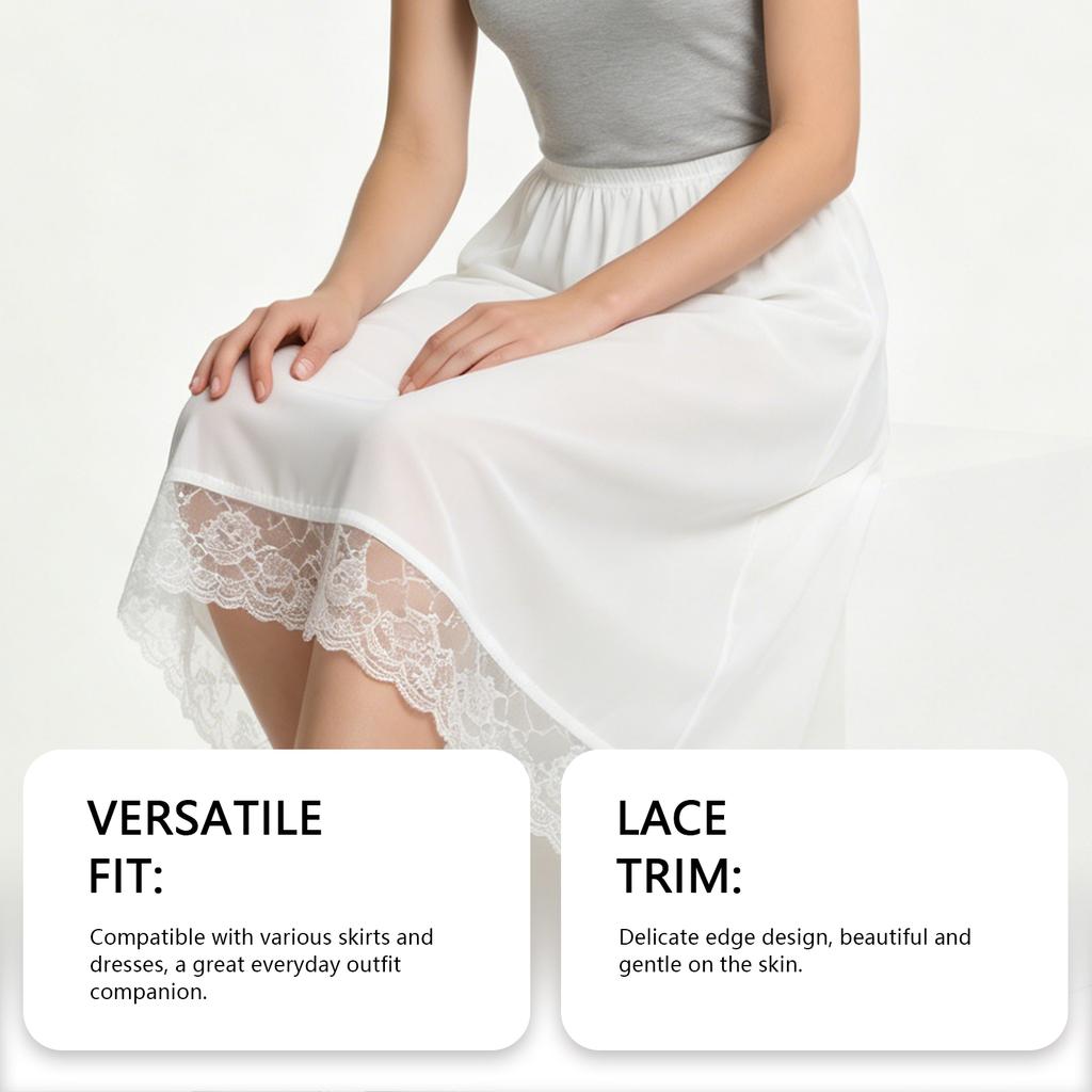 Zeriluna French-style lace anti-exposure underdress Elegant and lightweight women's fashion underdress to prevent exposure