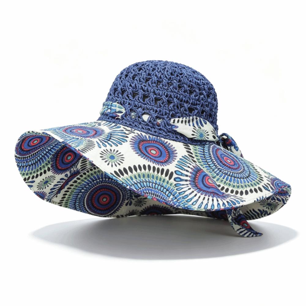 Foldable Large Brim Straw Hat Large Brim Sunshade Hat Ethnic Style Beach Hat Beach