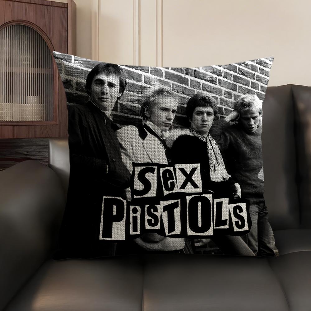 Sex P-Pistols Rock Cushion Cover Natural Linen Organic Fabric Double-Sided Printing Sofa Home Decor Gift Pillow Case