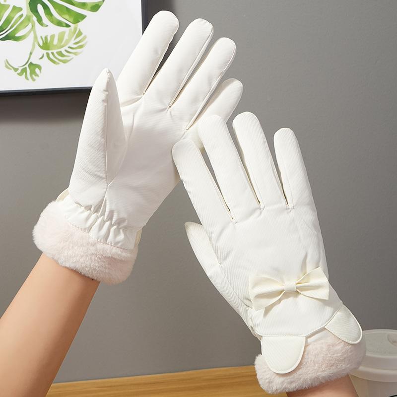 Utomhus Skidhandskar Vattenavvisande Kvinnliga Studenter I Björn Pekskärm Cykling Köldtåliga