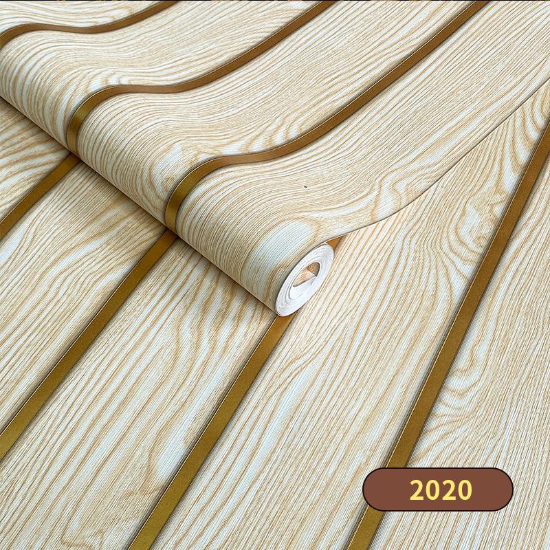 45cm*10m Selbstklebende PVC Wasserdicht Abziehen & Aufkleben 3D Gestreifte Paneele Holzmaserung Tapete Möbel Akzentwände & Heimrenovierungsdekor