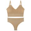 2Pcs Underwear Set Bra Set Women Panties Sexy G-String Seamless Bralette Female Wire Free Bra Sexy Panty Set Lingerie Soft Tank Crop Top Sleeping Bra