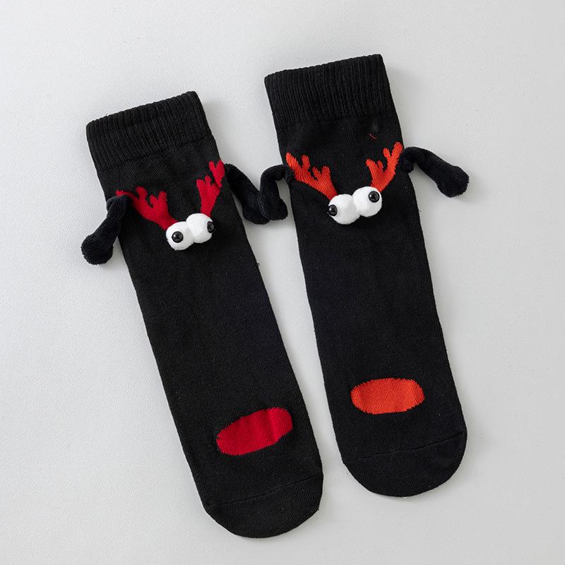 Cute Black and White Mid-Calf Magnetic Couple Socks
