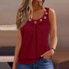 Sleeveless Women's Casual Top with Eyelet Detail V Neck Summer Vacation Tank Blouse Lightweight Relaxed Fit