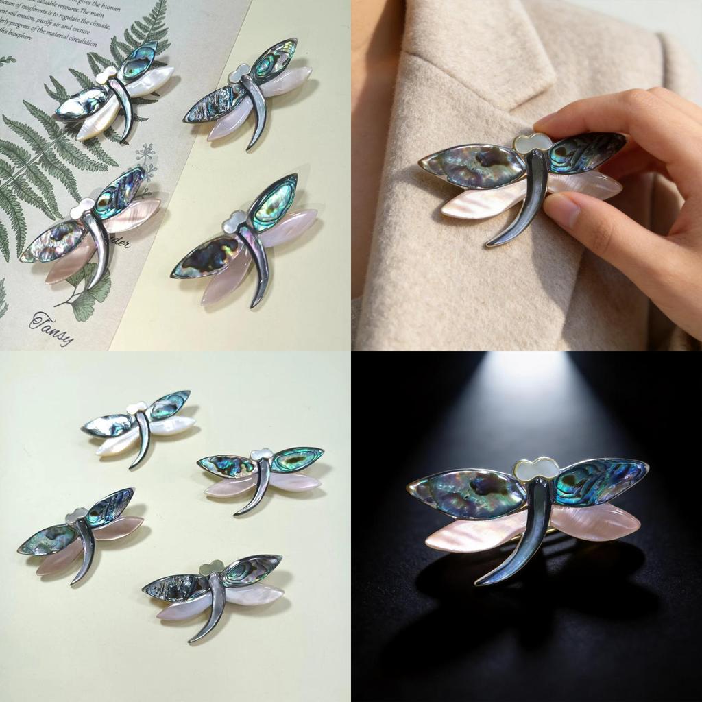 Shell Dragonfly Cartoon Brooch With Handcrafted Inlay For Girls And Women