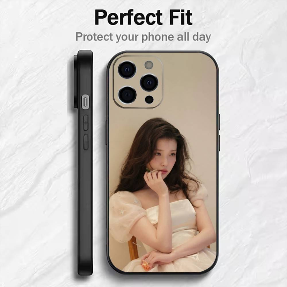 I-U J-Ji-eun Lee-e Printing Phone Case For iPhone17,16,15,14,13,12 Plus,Max Soft Silicone Black Cover
