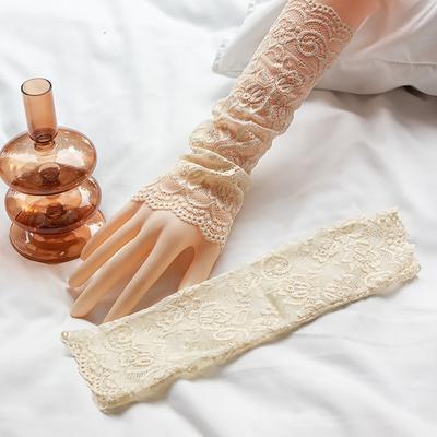 Fashion Sunscreen Floral Sleeveless Lace Long Women's Arm Cover Breathable Driving Gloves