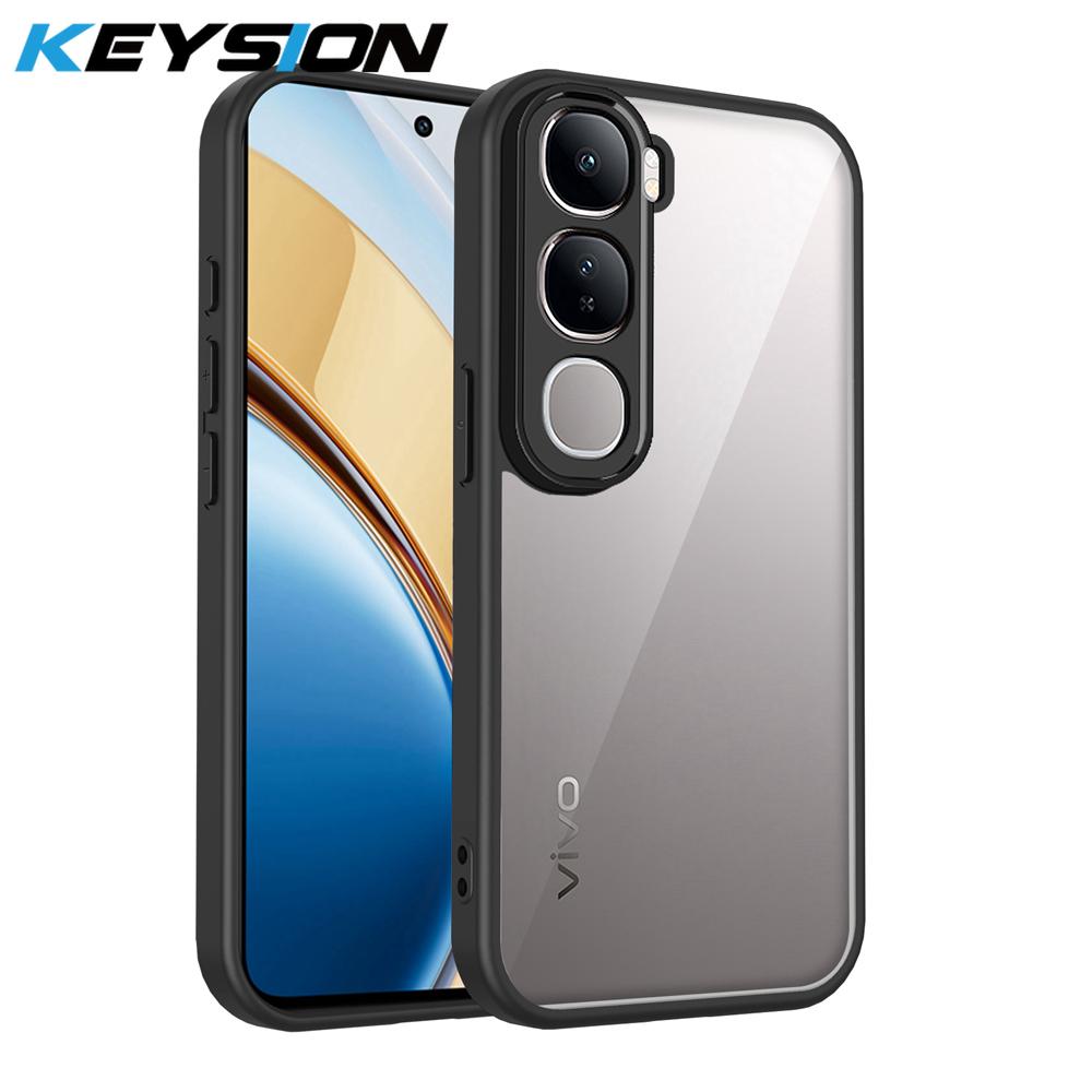 

KEYSION Прозрачный чехол для телефона VIVO V40 SE 80W V40 Lite Мягкий силикон+ПК Прозрачная противоударная задняя крышка для телефона VIVO Y200 5G for VIVO V40 Lite чёрный