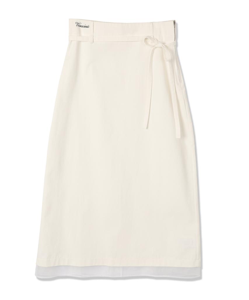 Viva Sers Gaia Oganza Layered Long Skirt White