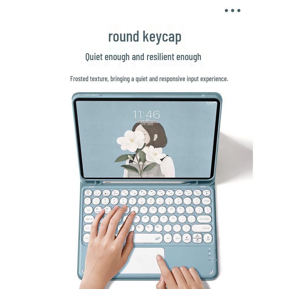 2021 iPad Pro 11 Bluetooth Keyboard Case: Round Keycap, Detachable Magnetic Apple Magic Shell for Air4